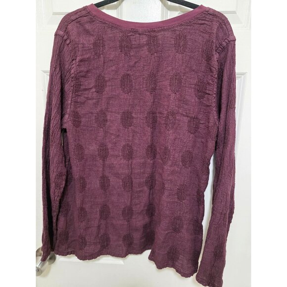 Flax Women's Boho Long Sleeve Top Burgundy Linen & Cotton Blend Size M - Picture 3 of 7